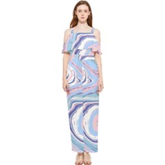 Rose And Blue Vivid Marble Pattern 11 Draped Sleeveless Chiffon Jumpsuit by goljakoff