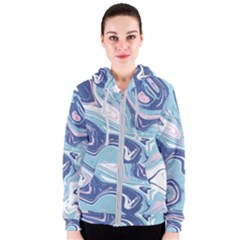 Blue Vivid Marble Pattern 12 Women s Zipper Hoodie by goljakoff