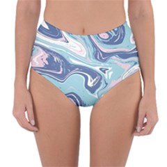 Blue Vivid Marble Pattern 12 Reversible High-waist Bikini Bottoms by goljakoff