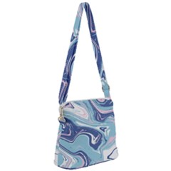 Blue Vivid Marble Pattern 12 Zipper Messenger Bag by goljakoff