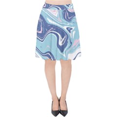 Blue Vivid Marble Pattern 12 Velvet High Waist Skirt by goljakoff