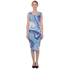 Blue Vivid Marble Pattern 12 Sleeveless Pencil Dress by goljakoff