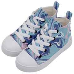 Blue Vivid Marble Pattern 12 Kids  Mid-top Canvas Sneakers by goljakoff