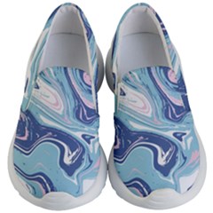 Blue Vivid Marble Pattern 12 Kids Lightweight Slip Ons by goljakoff