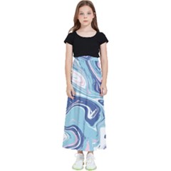 Blue Vivid Marble Pattern 12 Kids  Skirt by goljakoff