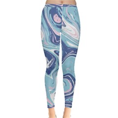 Blue Vivid Marble Pattern 12 Inside Out Leggings by goljakoff