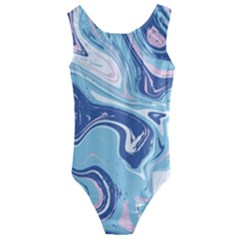 Blue Vivid Marble Pattern 12 Kids  Cut-out Back One Piece Swimsuit by goljakoff