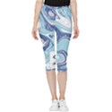 Blue Vivid Marble Pattern 12 Inside Out Lightweight Velour Capri Leggings  View1