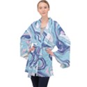 Blue Vivid Marble Pattern 12 Long Sleeve Velvet Kimono  View1