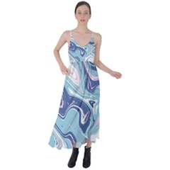 Blue Vivid Marble Pattern 12 Tie Back Maxi Dress by goljakoff