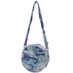 Blue Vivid Marble Pattern 12 Crossbody Circle Bag by goljakoff