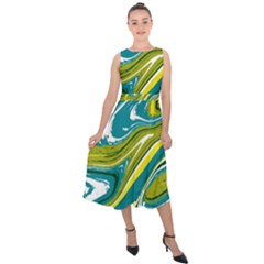 Vector Vivid Marble Pattern 13 Midi Tie-back Chiffon Dress by goljakoff