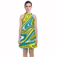 Vector Vivid Marble Pattern 13 Velvet Halter Neckline Dress  by goljakoff