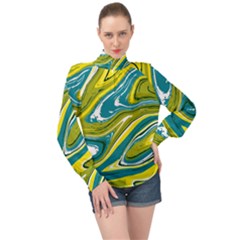 Vector Vivid Marble Pattern 13 High Neck Long Sleeve Chiffon Top by goljakoff