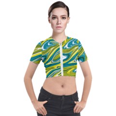 Vector Vivid Marble Pattern 13 Short Sleeve Cropped Jacket by goljakoff