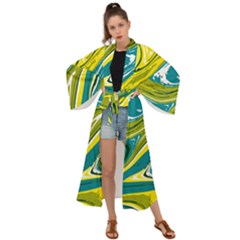 Vector Vivid Marble Pattern 13 Maxi Kimono by goljakoff