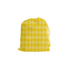 Yellow Diamonds Drawstring Pouch (small) by ArtsyWishy