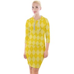 Yellow Diamonds Quarter Sleeve Hood Bodycon Dress by ArtsyWishy