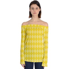 Yellow Diamonds Off Shoulder Long Sleeve Top by ArtsyWishy