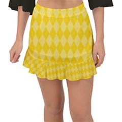 Yellow Diamonds Fishtail Mini Chiffon Skirt by ArtsyWishy