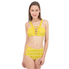 Yellow Diamonds Cage Up Bikini Set by ArtsyWishy