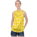 Yellow Diamonds High Neck Satin Top View1