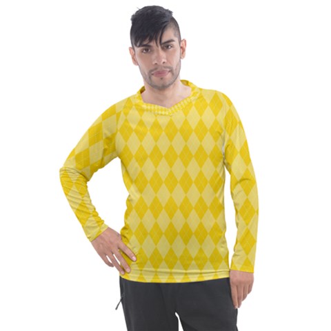 Yellow Diamonds Men s Pique Long Sleeve Tee by ArtsyWishy