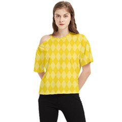 Yellow Diamonds One Shoulder Cut Out Tee by ArtsyWishy