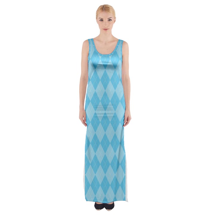 Baby Blue Design Thigh Split Maxi Dress