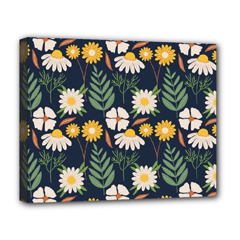 Flower Grey Pattern Floral Deluxe Canvas 20  X 16  (stretched)