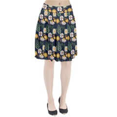 Flower Grey Pattern Floral Pleated Skirt