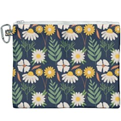 Flower Grey Pattern Floral Canvas Cosmetic Bag (xxxl)