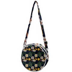 Flower Grey Pattern Floral Crossbody Circle Bag by Dutashop