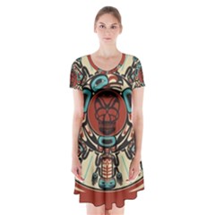 Grateful-dead-pacific-northwest-cover Short Sleeve V-neck Flare Dress by Sapixe