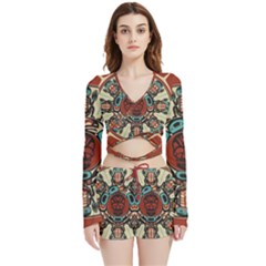 Grateful-dead-pacific-northwest-cover Velvet Wrap Crop Top And Shorts Set