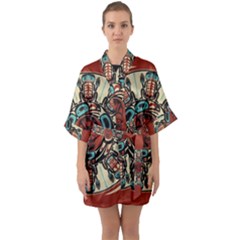 Grateful-dead-pacific-northwest-cover Half Sleeve Satin Kimono  by Sapixe