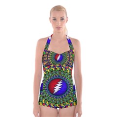 Grateful Dead Boyleg Halter Swimsuit  by Sapixe