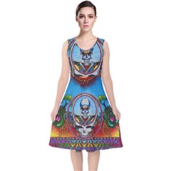 Grateful Dead Wallpapers V-neck Midi Sleeveless Dress 