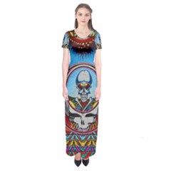 Grateful Dead Wallpapers Short Sleeve Maxi Dress by Sapixe