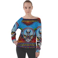 Grateful Dead Wallpapers Off Shoulder Long Sleeve Velour Top by Sapixe