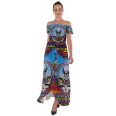 Grateful Dead Wallpapers Off Shoulder Open Front Chiffon Dress by Sapixe