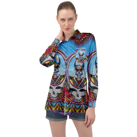 Grateful Dead Wallpapers Long Sleeve Satin Shirt by Sapixe