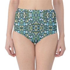 Stones Ornament Mosaic Print Pattern Classic High-waist Bikini Bottoms