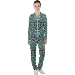 Stones Ornament Mosaic Print Pattern Casual Jacket And Pants Set