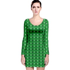 Green Christmas Tree Pattern Background Long Sleeve Velvet Bodycon Dress by Amaryn4rt