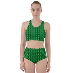 Green Christmas Tree Pattern Background Racer Back Bikini Set