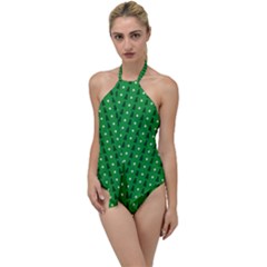 Green Christmas Tree Pattern Background Go With The Flow One Piece Swimsuit by Amaryn4rt