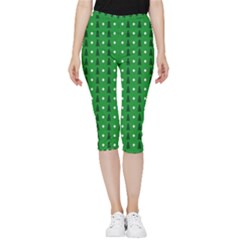 Green Christmas Tree Pattern Background Inside Out Lightweight Velour Capri Leggings 