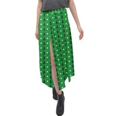 Green Christmas Tree Pattern Background Velour Split Maxi Skirt