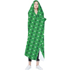 Green Christmas Tree Pattern Background Wearable Blanket by Amaryn4rt